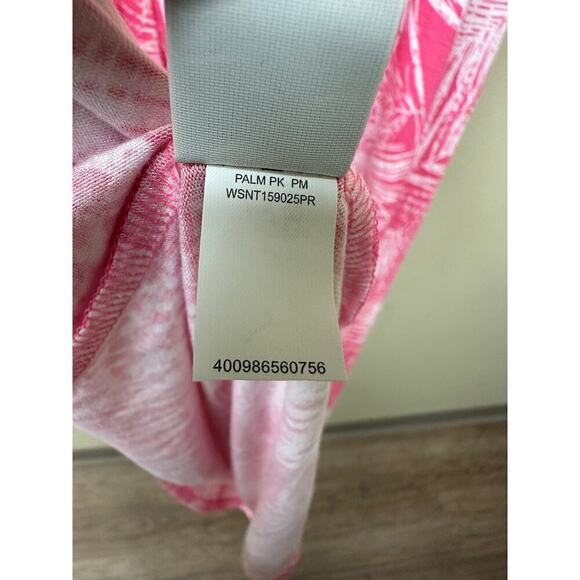 Sonoma Vacation Pink White Palm Tree Maxi Dress Size Medium Euro Summer Sabrina - Picture 5 of 10
